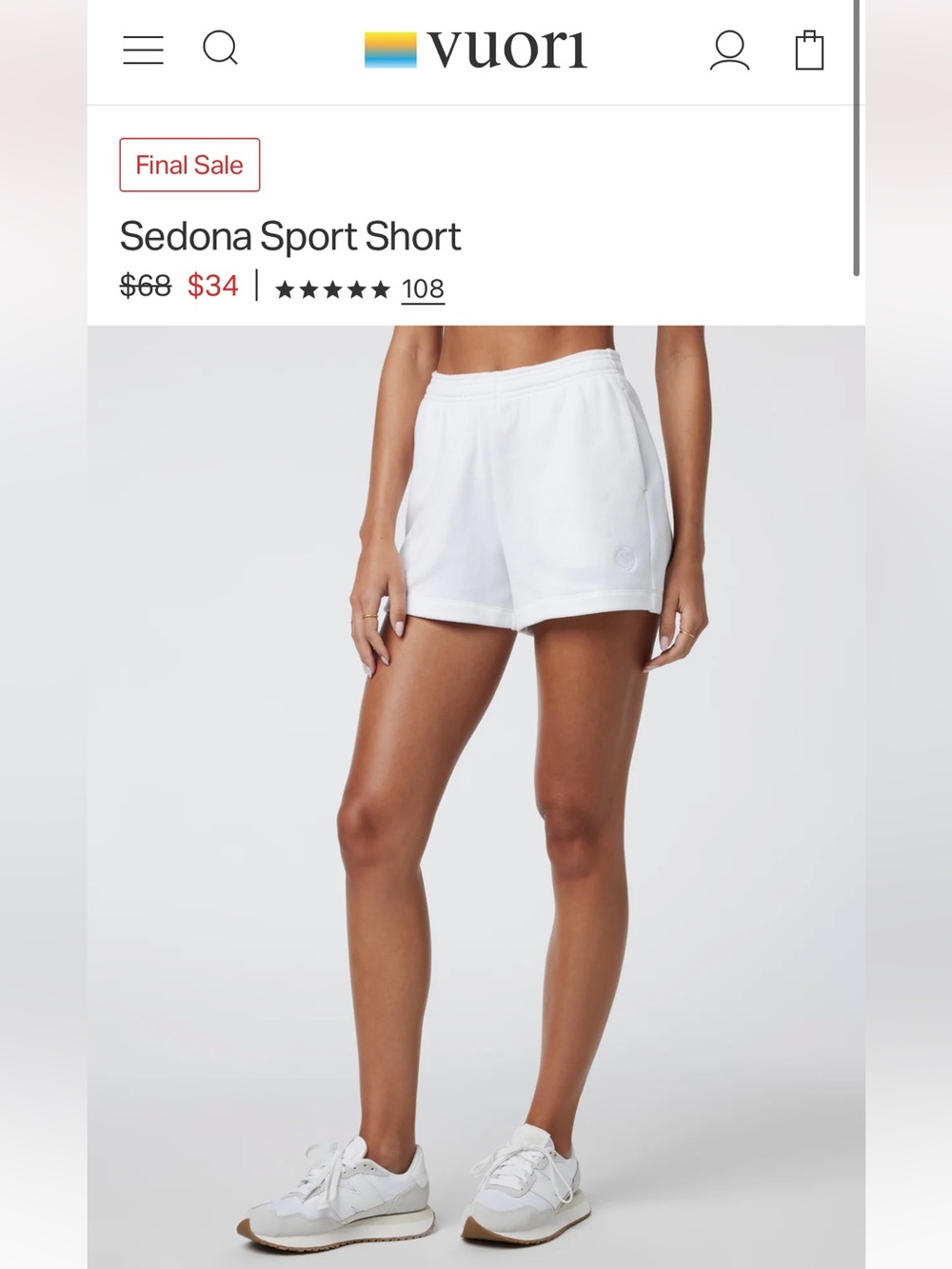 Vuori Sedona Sport Short - White